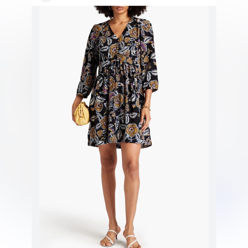 BA&SH Volver gathered floral-print crepe mini dress. Size: M